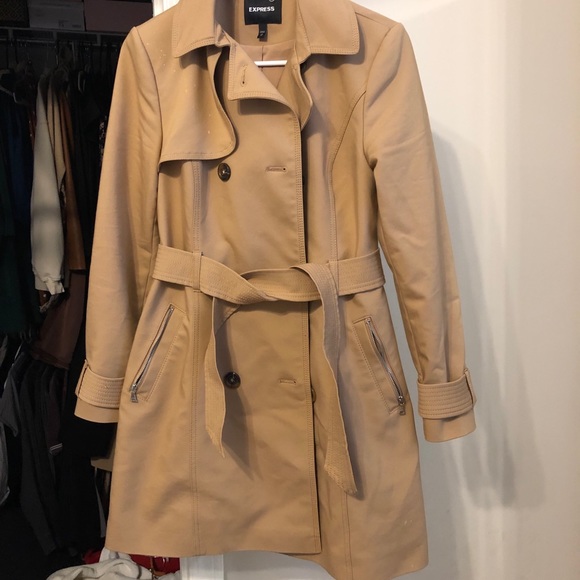 Express Brown Belted Trench Coat XS - Picture 2 of 2